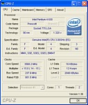 Screenshot CPU-Z - maximální přetaktování Pentia 4 630 při napětí 1.388 V