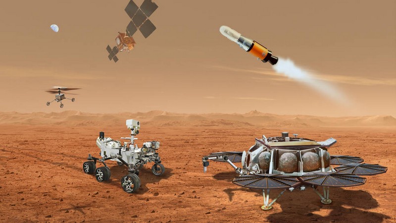 NASA: Vzorky hornin na Marsu by mohly naložit dvě helikoptéry