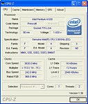 Screenshot CPU-Z - maximální přetaktování Pentia 4 630 při napětí 1.388 V