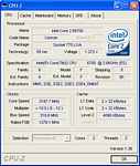 Screenshot CPU-Z - maximální přetatování Core 2 Duo E6700 při napětí 1.2625 V
