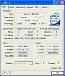 Screenshot CPU-Z - maximální přetaktování Core 2 Duo E6700 při napětí 1.2625 V