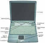 Popis otevřeného notebooku