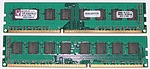 Kingston DDR3 SDRAM v konfiguraci 2x 1024 MB, nominální frekvence 1066 MHz s časováním 7-7-7-20 2T